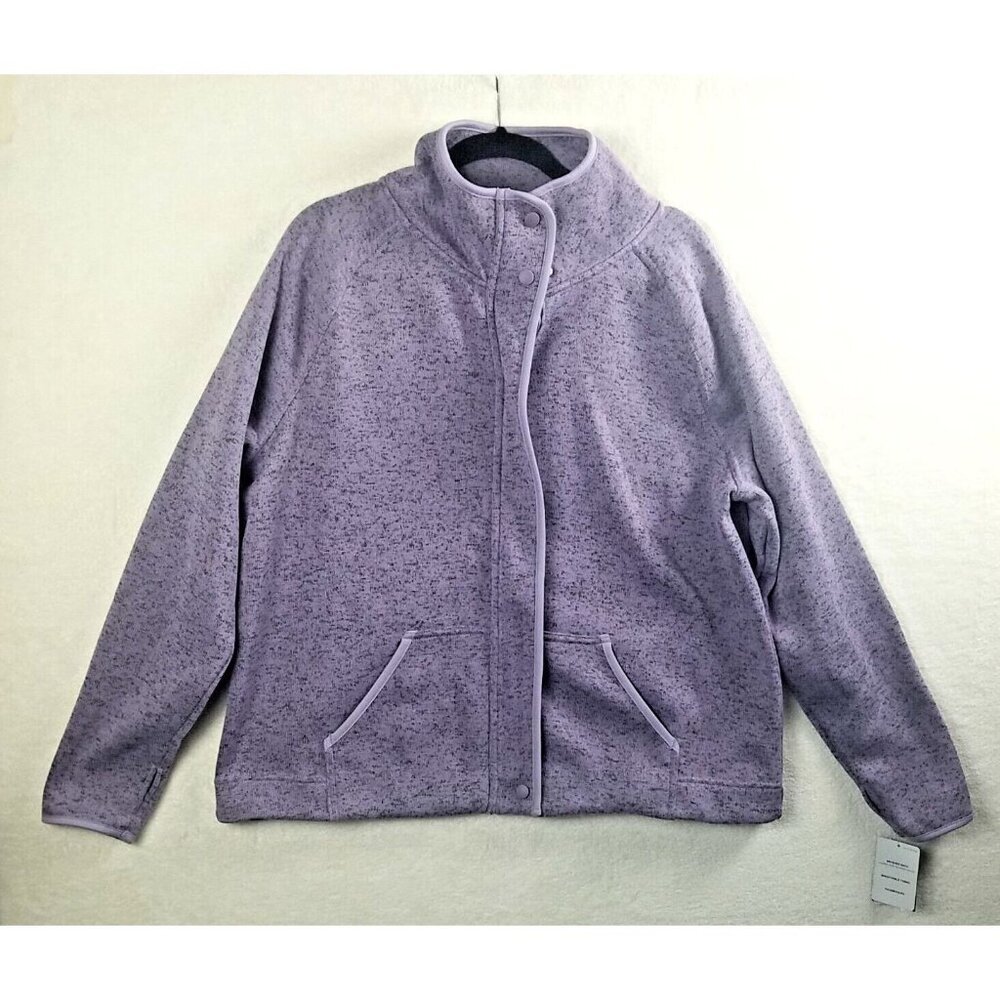 CHAMPION Woman's XL Purple heather Jacket Sweater Knit Zip Pockets Outdoors